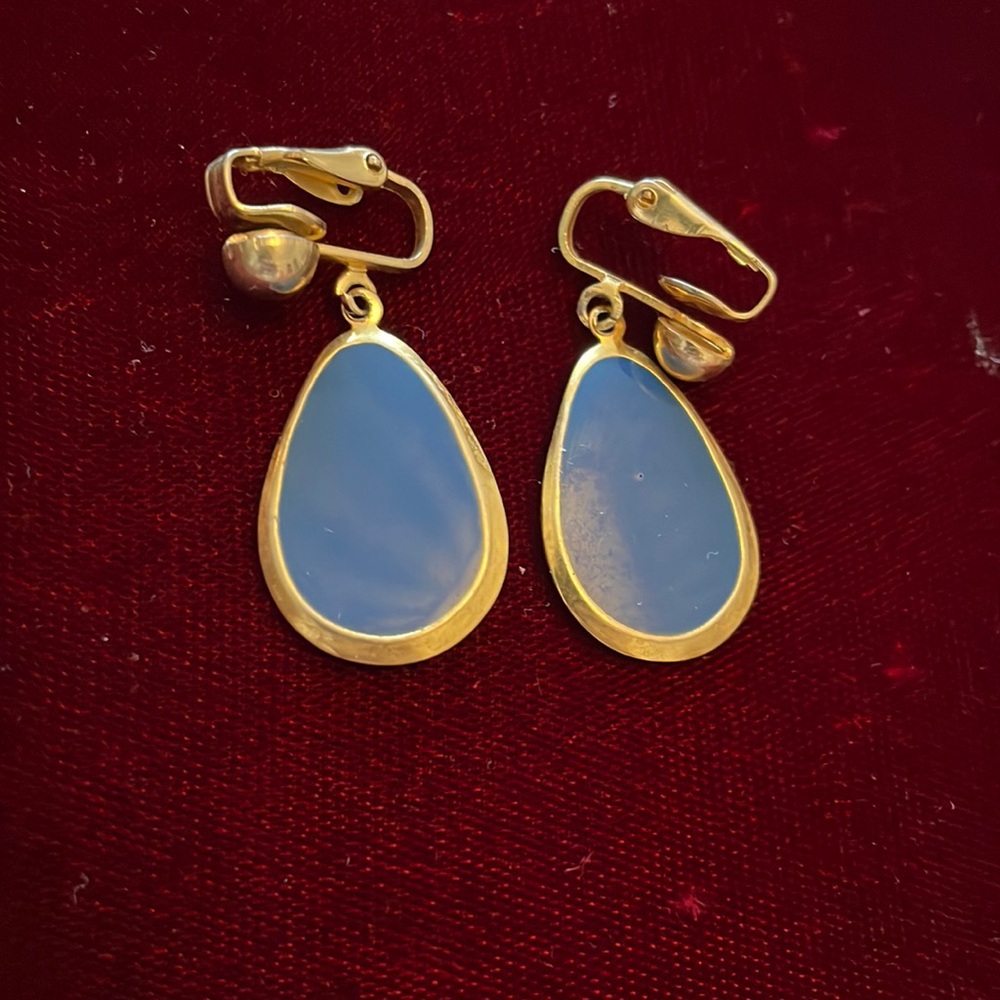 Gold and Blue Vintage Clip on earrings